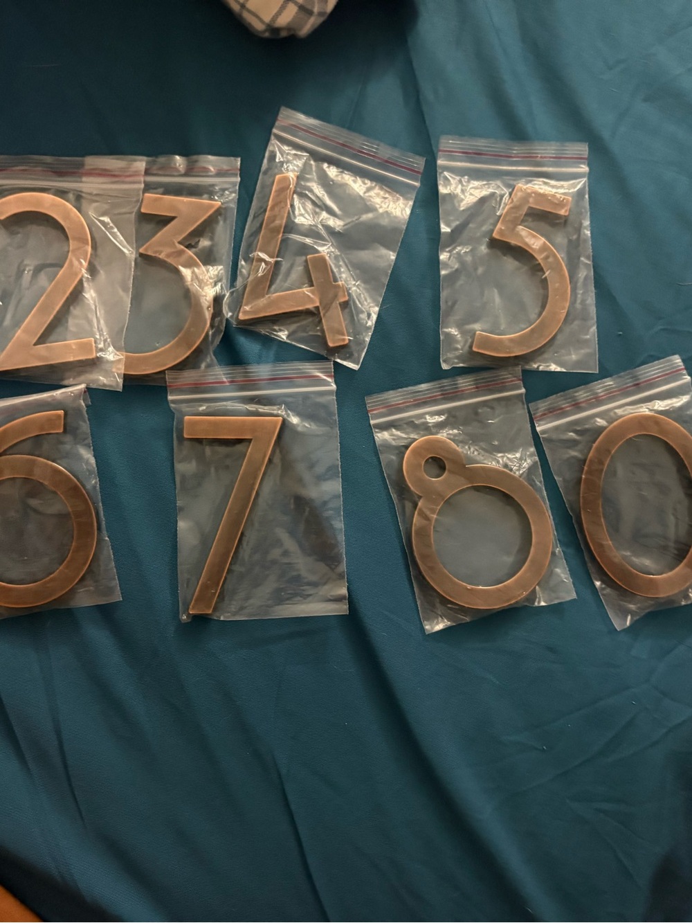 Rose Gold Metal House Numbers (0-9 - Set of Numerals